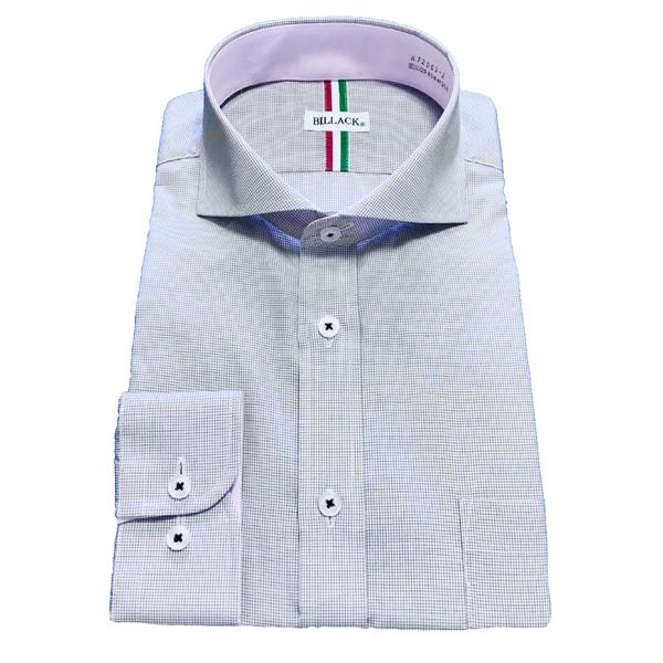 メンズワイシャツ 長袖 形態安定 グレー グラフ チェック ホリゾンタル ワイドカラー シャツ ビジネス お洒落着 Kf63 2 楽天最安値に挑戦