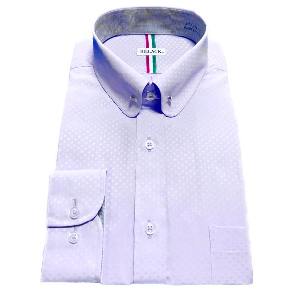 メンズワイシャツ 長袖 形態安定 パープル ドビー ピンホール ラウンドカラー シャツ ビジネス お洒落着 Kf64 5 大注目
