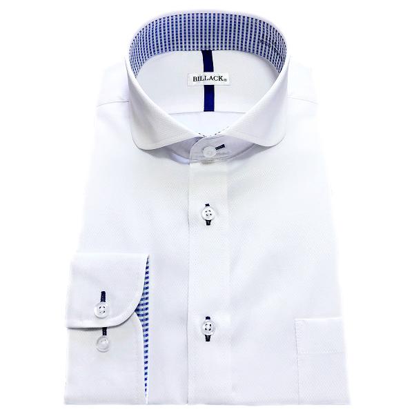 メンズワイシャツ 長袖 形態安定 白ドビー ハニカムチェック ホリゾンタル ラウンドカラー シャツ ビジネス お洒落着 Kf69 1 21春夏新作