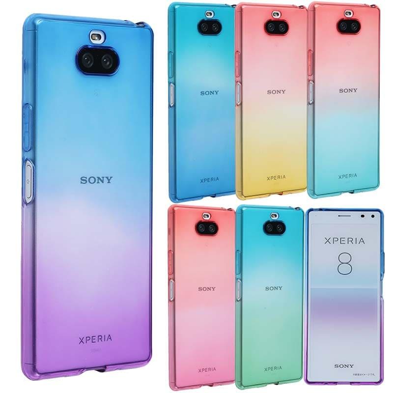 Xperia8 ケース TPU グラデーション エクスペリア8 カバー スマホケース おしゃれ 耐衝撃 ソフトケース 902SO SOV42 SOV44 Xperia 8 Lite 携帯ケース｜kfstore