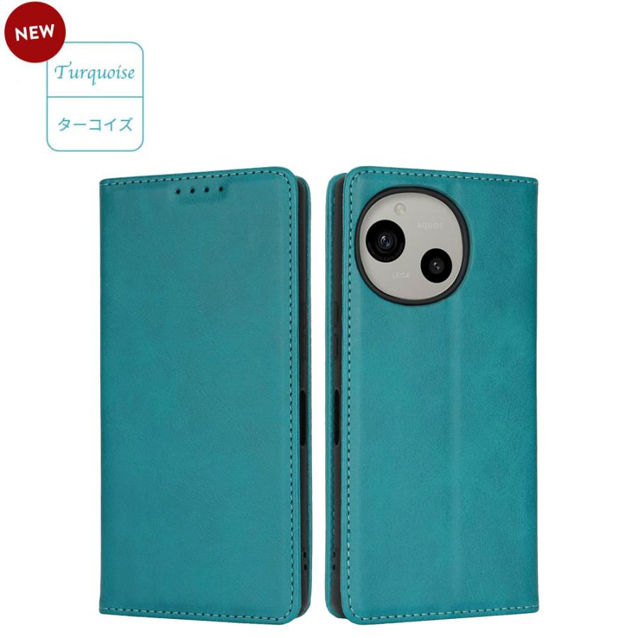 【色:水色_サイズ:AQUOS R9】AQUOS R9 ケース 手帳型 本革 ワ AQUOS R9 ケース 手帳型 KFレザー アクオスR9 カバー aquosR9