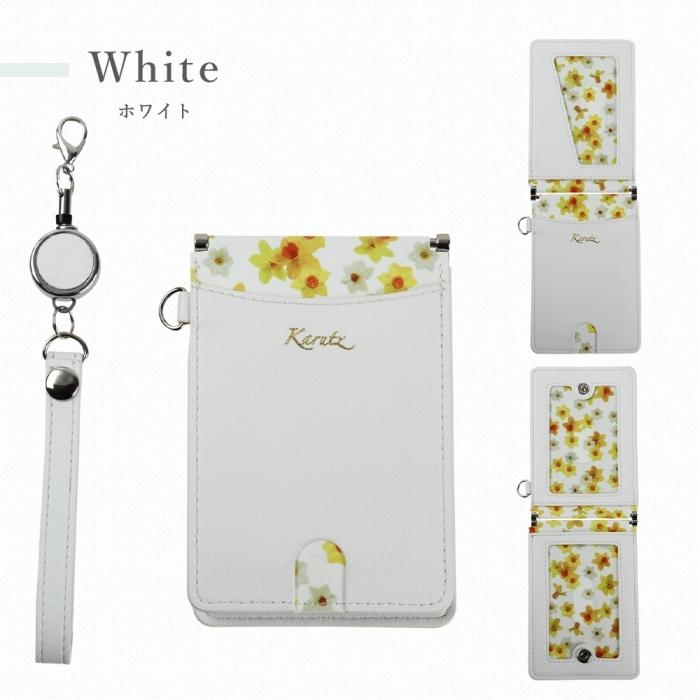 パスケース リール付き レディース 二つ折り 定期入れ icカード 花柄 リール ストラップ付 バタフライ式 レザー カード収納 かわいい おしゃれ 薄型  通学 通勤 | ブランド登録なし | 15