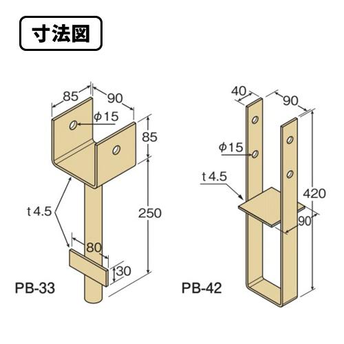 PB-42　柱脚金物　10個セット（新品未使用） タナカ C柱脚金物 PB-42 (10本入) AB4042 : 工具屋 まいど! - 通販