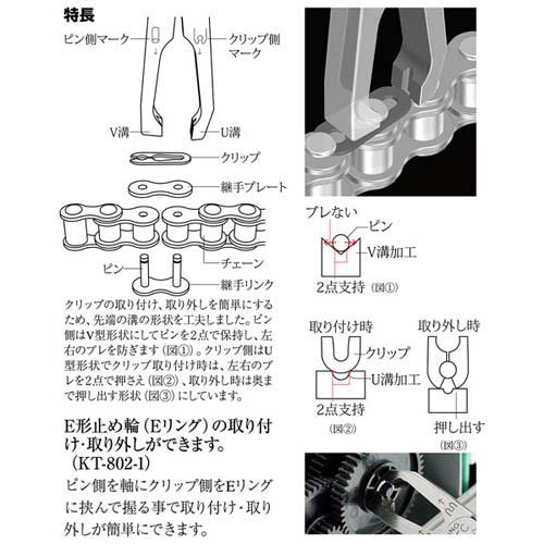 TSUNODA キングTTC専用工具 チェーンプライヤー 125mm バネ付 KT-801-1｜kg-maido｜02