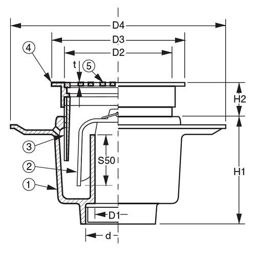 アウス 防水用床排水トラップ・普及型 D-5BS