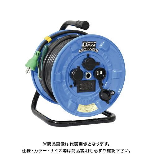 日動工業　電圧電流メーター付　デジタルドラム　屋外型　漏電保護専用　DiVA(ディーヴァ)　NPDMW-EB33