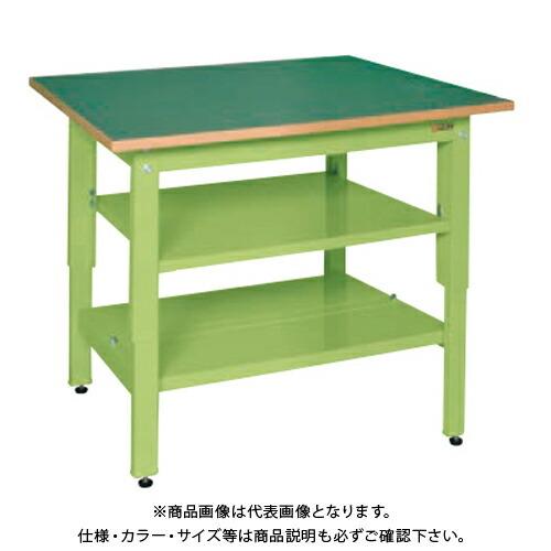 (運賃見積り)(直送品)サカエ SAKAE 軽量立作業台(KDタイプ/サカエリューム天板/中板中棚付) W1500×D750×H900 グリーン KD-59FNT2