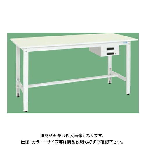 (運賃見積り)(直送品)サカエ SAKAE 軽量高さ調整作業台(抗ウイルス天板) 引出2段 W1500×D600×H800〜1000 (ホワイト×グリーン) TKK8-156BVPG