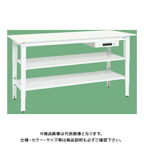 (運賃見積り)(直送品)サカエ SAKAE 軽量高さ調整作業台(抗ウイルス天板/中棚中板付) 引出1段 W1500×D750×H800〜1000 ホワイト TKK8-157AVPWT2