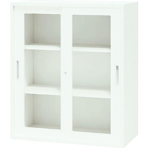 (送料別途)(直送品)ナイキ ガラス引違い書庫(枠付) 900×400×1050 CWS-0911HG-WW