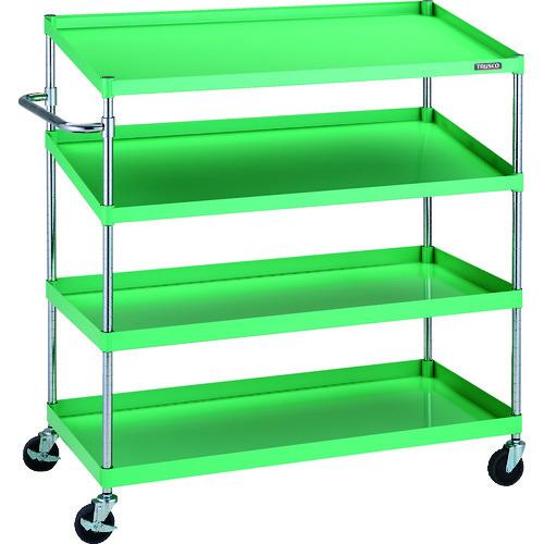 (送料別途)(直送品)TRUSCO ツールワゴン フェニックスワゴン 省音 1200X600XH1300 2段 傾斜2段付 ヤンググリーン PEW-12122N2-YG