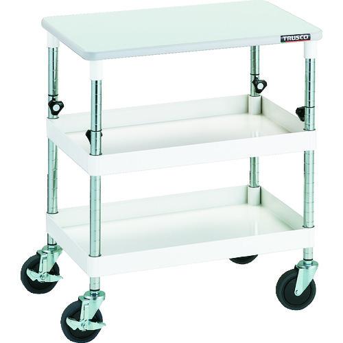TRUSCO ツールワゴン フェニックスワゴン 省音 600X400XH700~950 天板付 ホワイト PEW-A762T-W