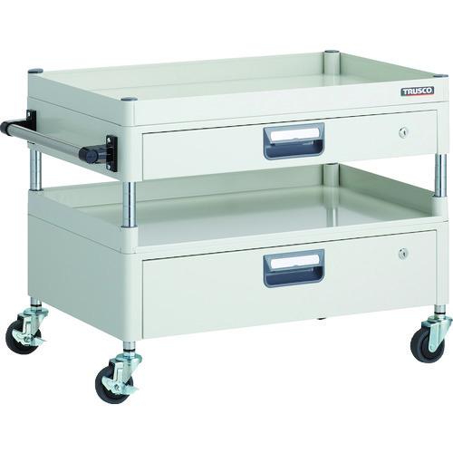 TRUSCO ツールワゴン フェニックスワゴン 省音 750X500XH600 引出付 3方棚板付 ホワイト PEW-671H1VZ-W