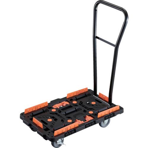 TRUSCO 連結式樹脂製平台車 ビートル 700X450 自在3輪 内2輪ストッパー付 脱着式ハンドル付 柵 とめたろう付 BT700KJ3S2H-E100T