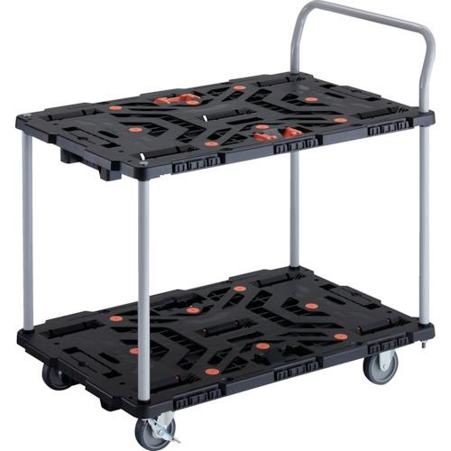 TRUSCO 連結式樹脂製2段台車 ビートル 900X600 自在3輪 内2輪ストッパー付 とめたろう ハンドル付 BT924J3S2-E100T