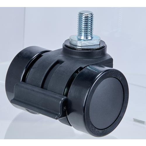 TRUSCO ねじ込み式重荷重用低床型 双輪キャスターダブルベアリング ストッパー付きナイロン車66mm THCNS66-B M20XP2.5