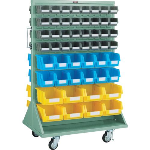 (運賃見積り)(直送品)TRUSCO パネルコンテナラック 両面式車輪付 小X64中X24大X18 緑 T-12224WN-C:GN