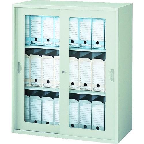(送料別途)(直送品)ナイキ ガラス引違い書庫 枠付 899×450×1050 ウォームホワイト NW-0911HG-AW