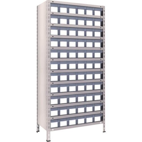 (送料別途)(直送品)TRUSCO スチールラック 軽量棚 875X450X1800 樹脂引出透明 小X66 ネオグレー 63X-812C11:NG