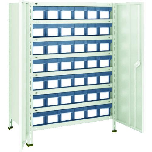 (送料別途)(直送品)TRUSCO スチールラック 軽量棚扉付 875X300X1200樹脂引出透明小X42 ネオグレー 43V-T808C7:NG