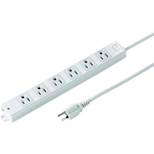 SANWA 工事物件雷ガードタップ ノーマルコンセント 6個口 ケーブル長3m TAP-K6NSP-3