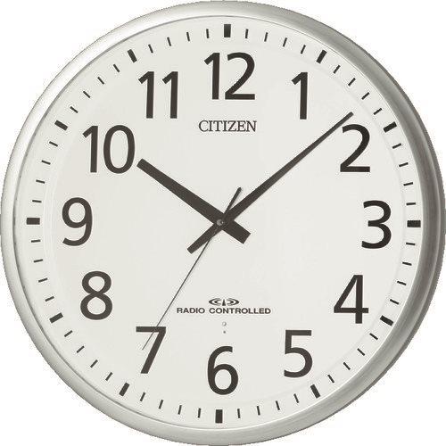 送料別途)(直送品)シチズン 大型 電波 壁掛け時計 連続秒針 シルバー
