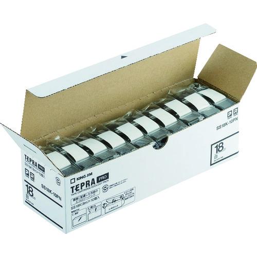 KING JIM 【純正】「テプラ」PROテープ 18mm エコパック(10個入り)/白ラベル/黒文字 長さ8m SS18K-10PN