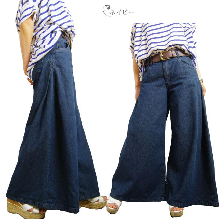 バギーパンツ デニム レディース サイドタック ロング ジーンズ M 4l B 4 K G B 通販 Yahoo ショッピング