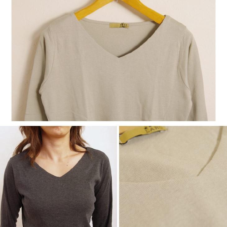 Tシャツ 長袖 レディース Vネック カットソー 無地 : K.G.B