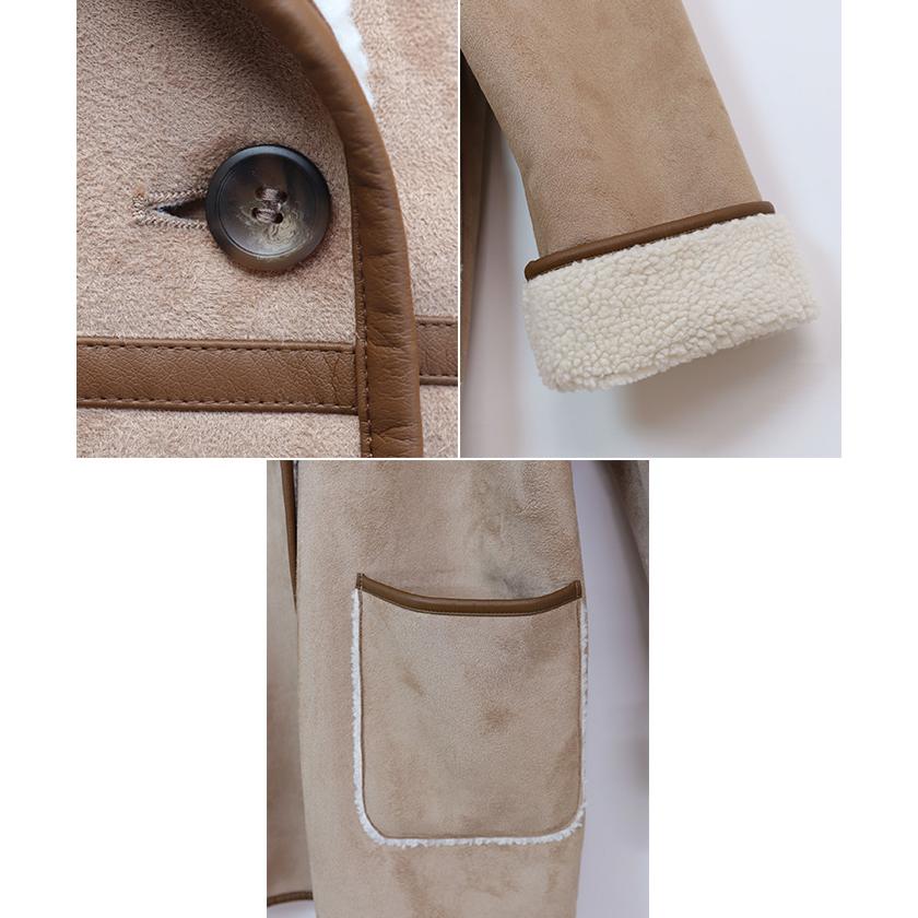 ムートン コート レディース 秋冬 ミドル丈 フェイクスエード