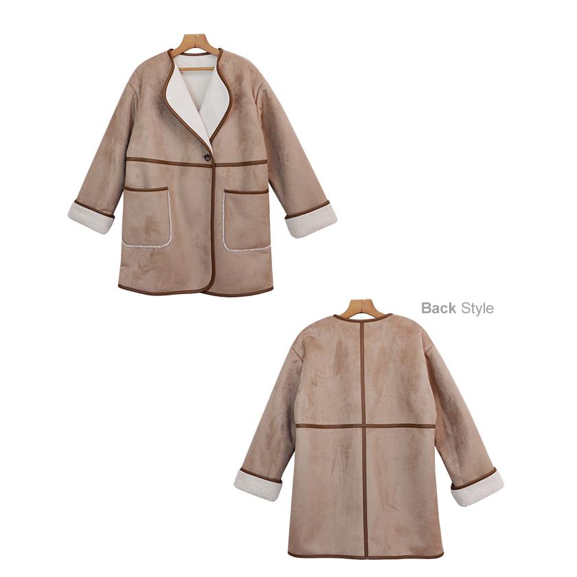 ムートン コート レディース 秋冬 ミドル丈 フェイクスエード