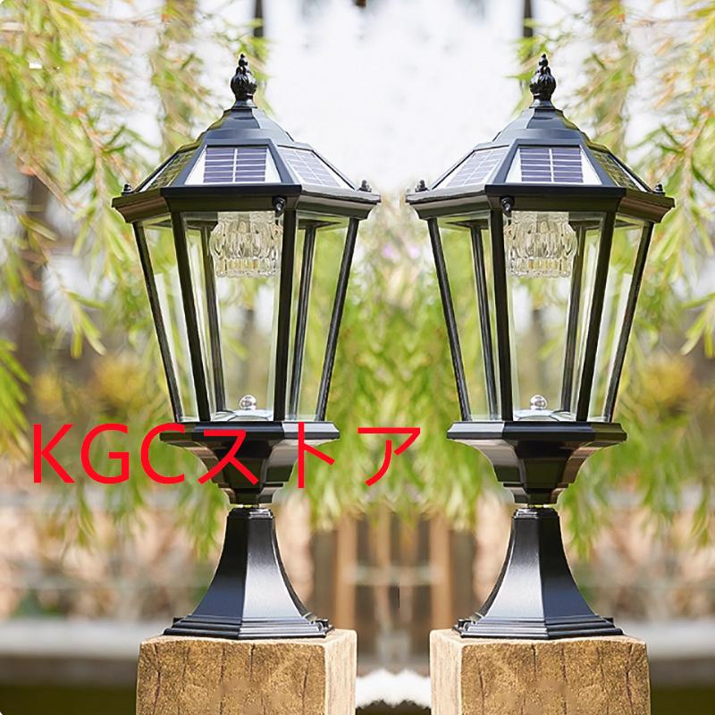 門柱灯 ソーラーライト LED ガーデンランプ 明暗センサー 柱上付け