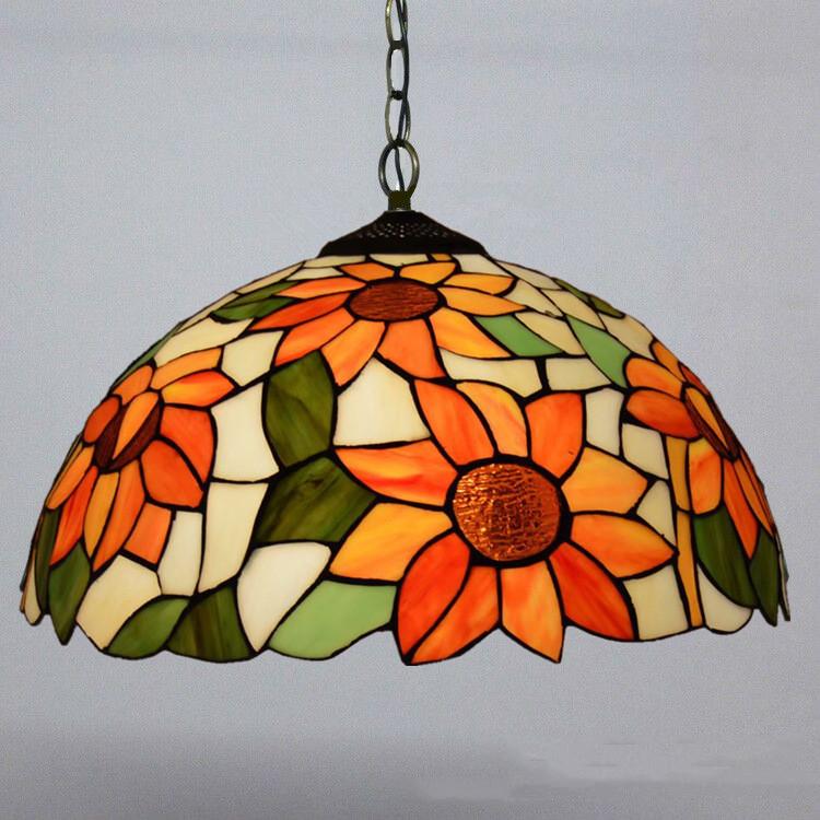 花柄 天井照明器具 LED ペンダントライト シーリングライト レトロ ガラス工芸 ダイニング 食卓 インテリア ステンドグラス 吊り下げ照明 オシャレ 工事必要_3
