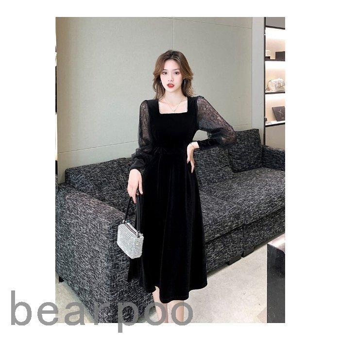 史上最も激安 きれいめ 秋冬 ワンピース ぽっちゃり ドレス 結婚式 大きいサイズ ベルベット 韓国 ママ 入学式 卒業式コーデ 女性 服装 祝賀会 3l 2l L M S 長袖 個性的 黒 ワンピース カラー ブラック系 Michiganestateplanning Com