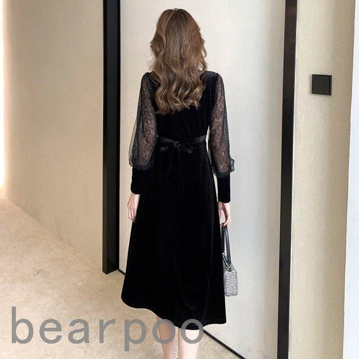 史上最も激安 きれいめ 秋冬 ワンピース ぽっちゃり ドレス 結婚式 大きいサイズ ベルベット 韓国 ママ 入学式 卒業式コーデ 女性 服装 祝賀会 3l 2l L M S 長袖 個性的 黒 ワンピース カラー ブラック系 Michiganestateplanning Com