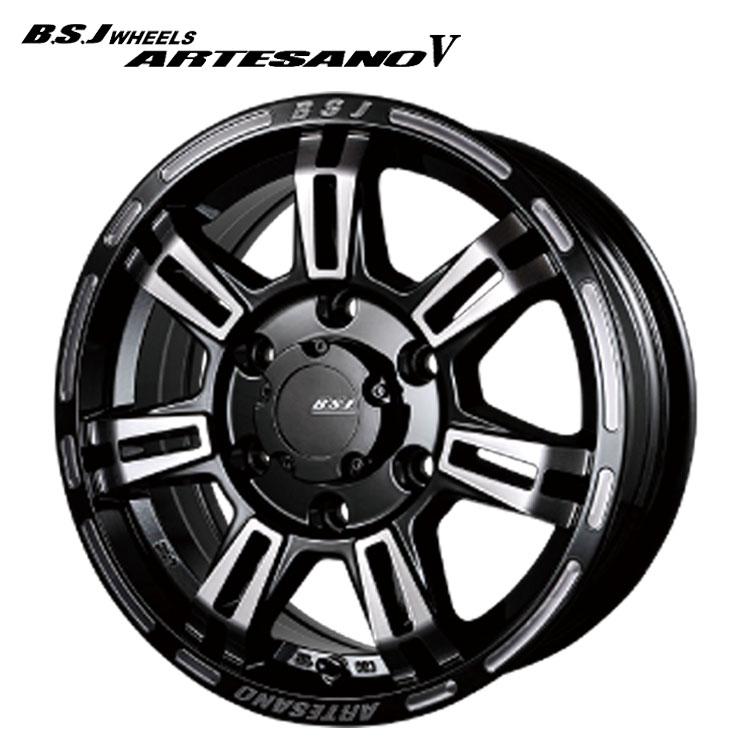 BSJ ARTESANO アルミ15インチ6J +30 PCD 139.7タイヤ 15インチ 6H139.7 6J 6J+30 6穴 ホイール 【1本単品 新品】 ブラック