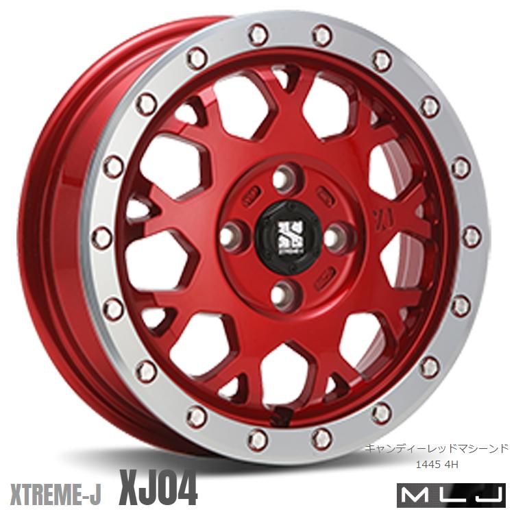 MLJ - 14in 4H100 4.5J 4.5J+43 4穴 車輪 【1本単品 新品】 キャンディーレッドマシーンド XTREME-J XJ04 貨物輸送無料 エムエルジェイ 車、バイク、自転車-タイヤ、ホイール