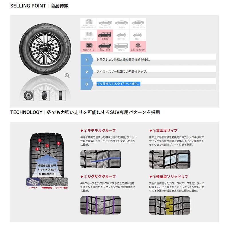 235/50R18 97R 【4本セット 新品】 送料無料 クムホ スタッドレスタイヤ KUMHO TIRE WinterCRAFT SUV ws61 (18インチ)の画像