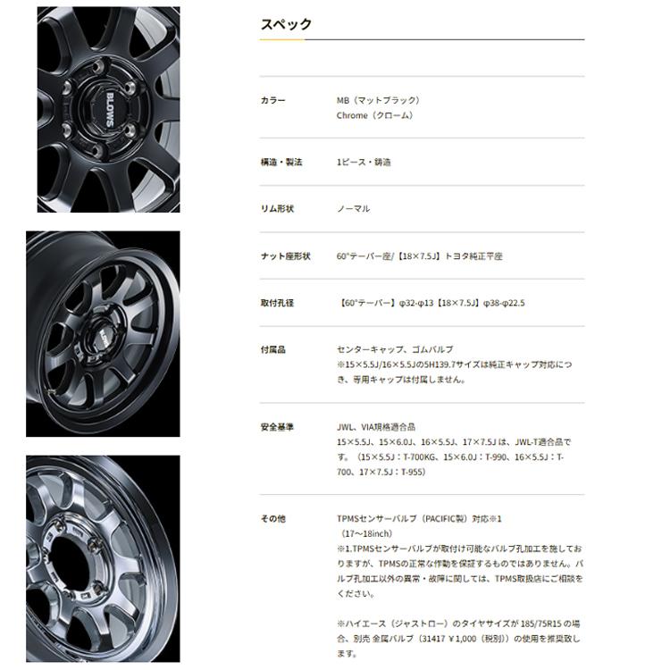 16インチ 5H139 5.5J 5.5J+22 5穴 ホイール 【4本セット 新品】  BLOWS rov.9 送料無料 トピー_1