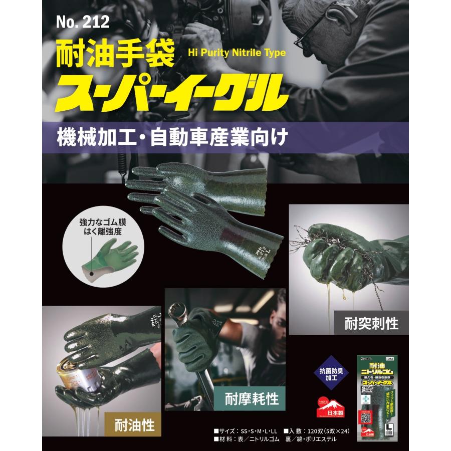 2双まで送料200円 スーパーイーグル アトム 212 耐油防水手袋 ニトリル 