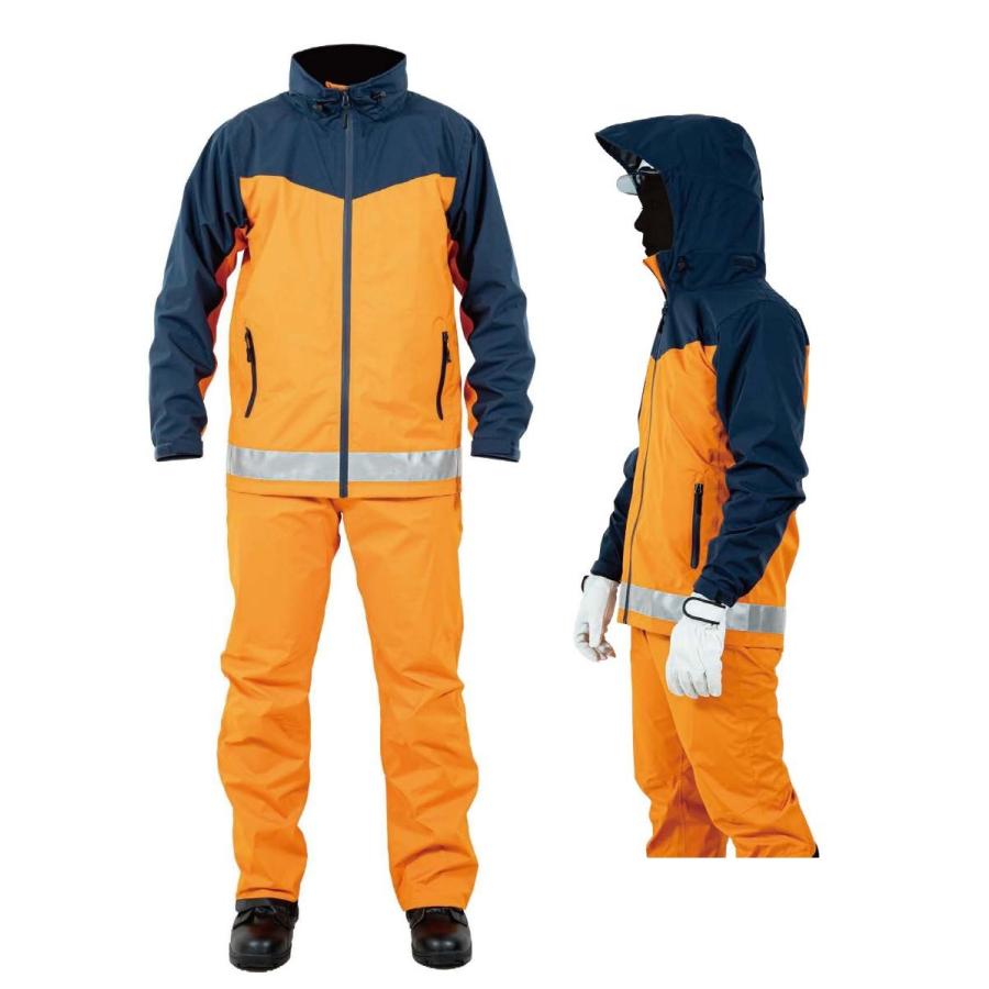 セイバーストレッチレインスーツ オレンジ Ｍ Ｌ LL 3L 4L 5L 6L 耐水圧10,000 透湿度5,000 レインウェア ヘルメット対応 高視認 SV-9900 消防仕様 セイバーストレッチレインスーツ オレンジ M L LL 3L 4L 5L 6L 耐