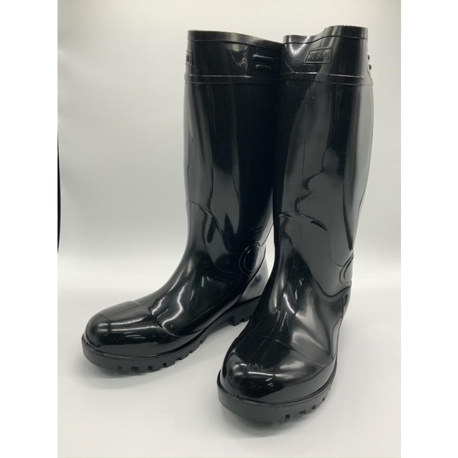 耐油安全長靴 黒 24.5〜29cm PVC長靴 土木建築 セーフティブーツ 鋼鉄