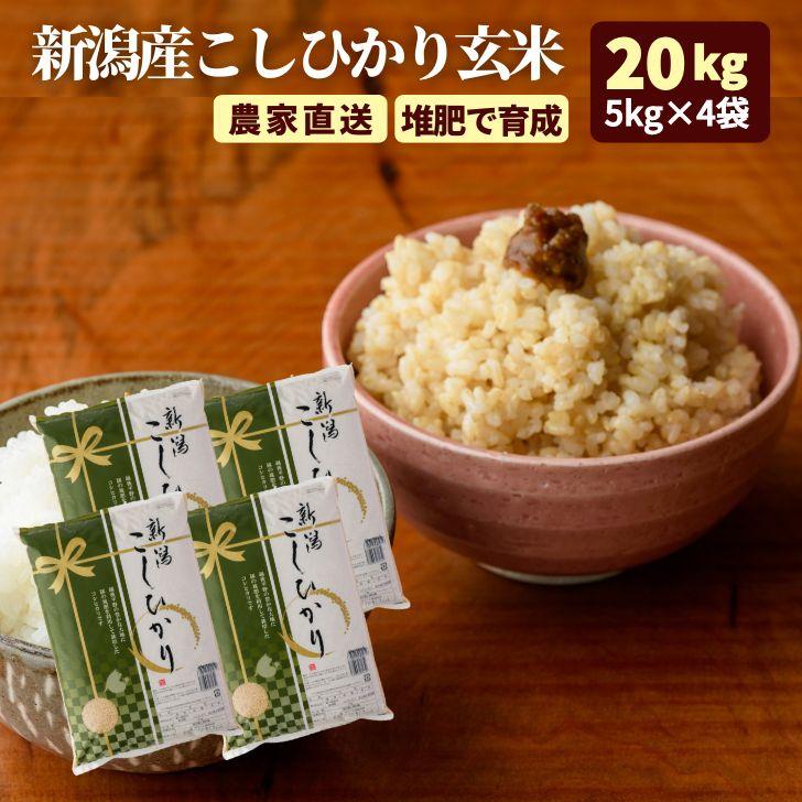 送料無料 玄米 減農薬 新潟県 魚沼産 コシヒカリ お米 20キロ 新米