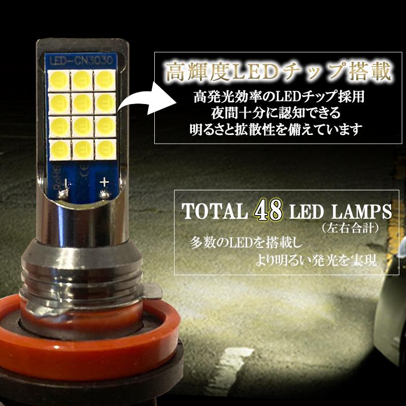 LEDフォグランプ ホワイト H8 H11 H16 LED バルブ 白色 後付け 交換