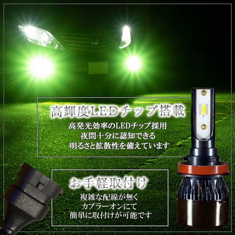 プリウス 30系 PHV 35系 α 40系 LEDフォグランプ グリーン H8 H11 H16