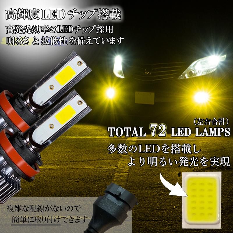 セレナ C25 C26 C27 HC27 エルグランド E51 E52 LEDフォグランプ イエロー 黄色 H8 H11 H16 後付け LED バルブ 車検対応｜ki-gift-store｜02