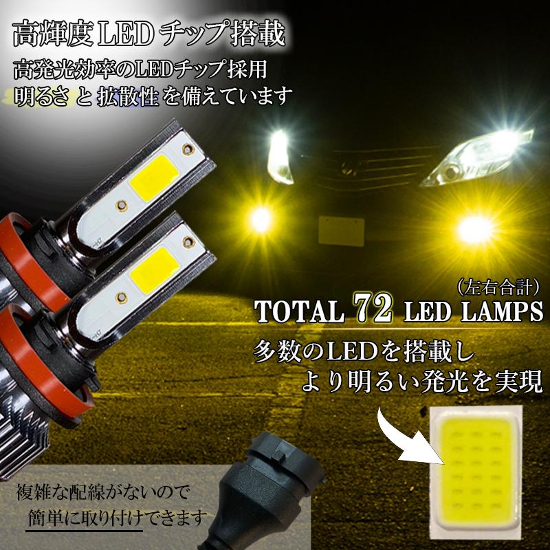 LEDフォグランプ イエロー H8 H11 H16 黄色 後付け LED バルブ 交換 汎用 車検対応｜ki-gift-store｜02