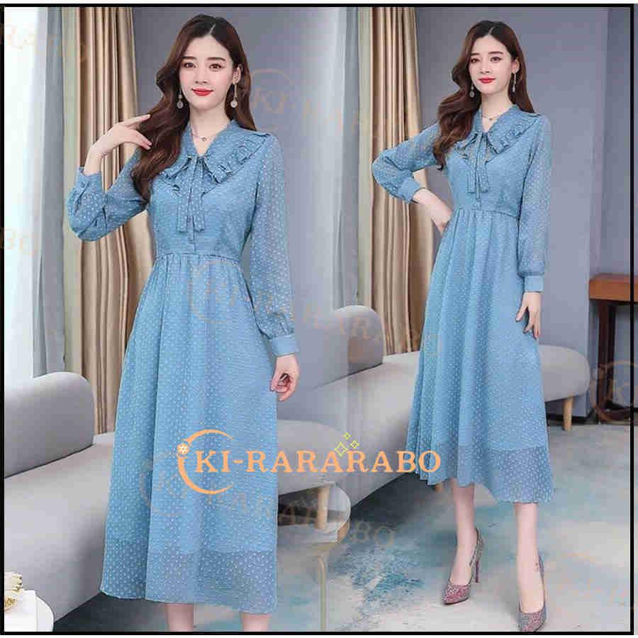 袖あり パーティードレス 水玉柄ワンピース ミモレ丈ワンピース カジュアル 30代 40代 50代 Aラインワンピ 発表会 お食事会 同窓会 女子会 おしゃれ 着痩せ Kwp きららラボ 通販 Yahoo ショッピング