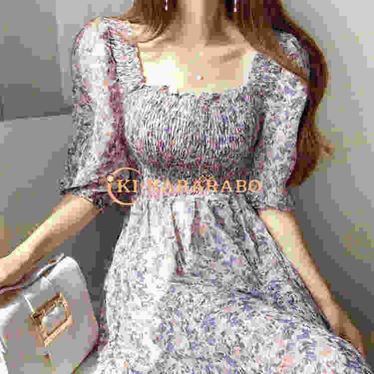 ワンピース レディース 40代 シフォンワンピース 春夏 きれいめ オシャレ スクエアネック フレアスカート 韓国風 半袖 マキシワンピース 花柄 ワンピース Ew9rww6cj5 ファッション Kccc Uk