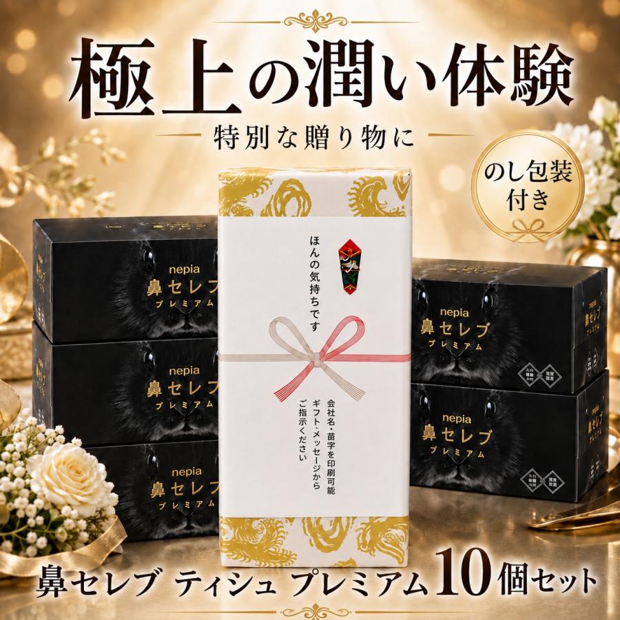 鼻セレブ 10箱セット ネピア プレミアム 高級 龍柄 包装 のし付き 保湿